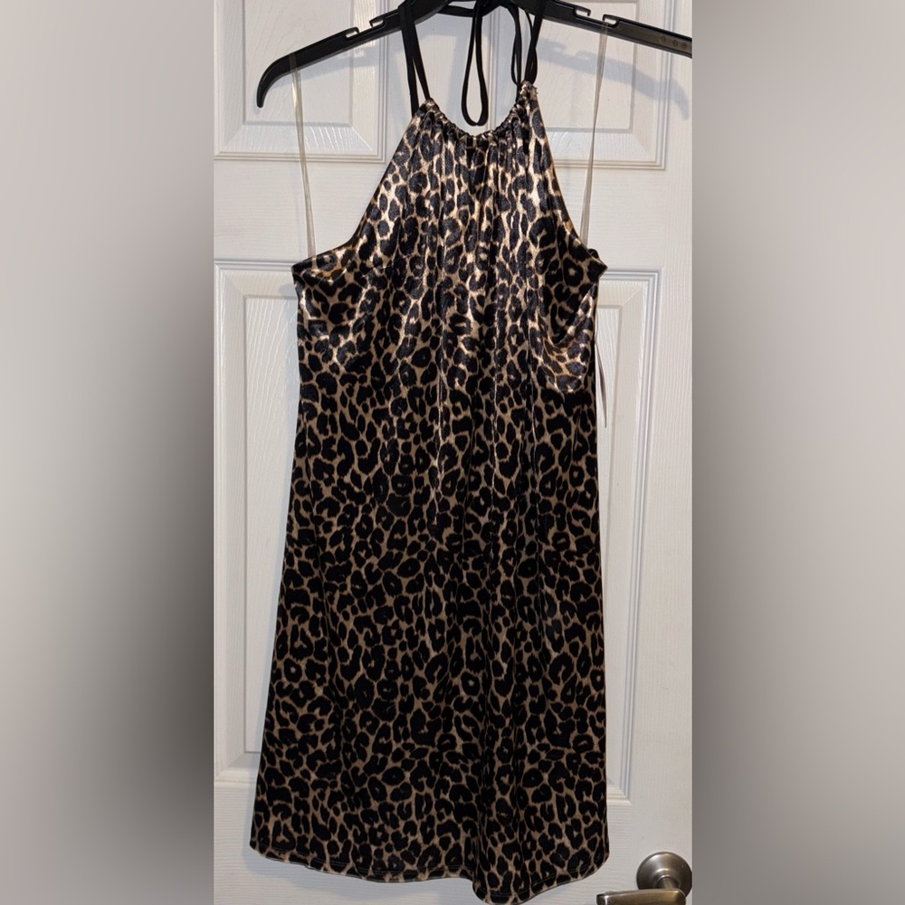 WildFable Velvet Leopard Print Halter Midi Dress Size XXL BNWT